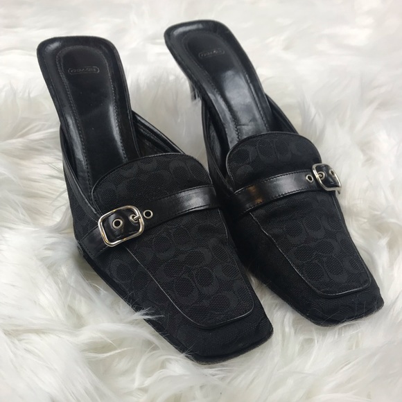 coach black mules